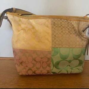 Coach Patchwork Shoulder Bag in Yellow, Green, and Tan